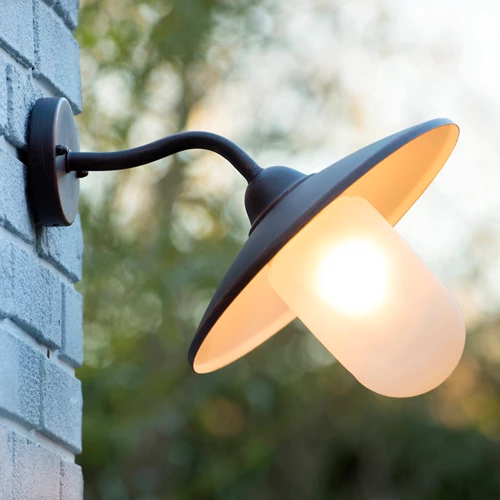 Lucide ARUBA - Wall light Indoor/Outdoor - Ø 30 cm - 1xE27 - IP44 - Rust Brown - atmosphere 1